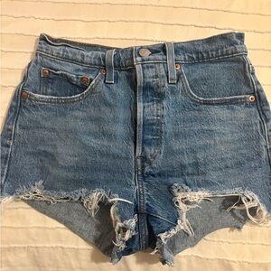 Levi's Blue Distressed Jean Shorts